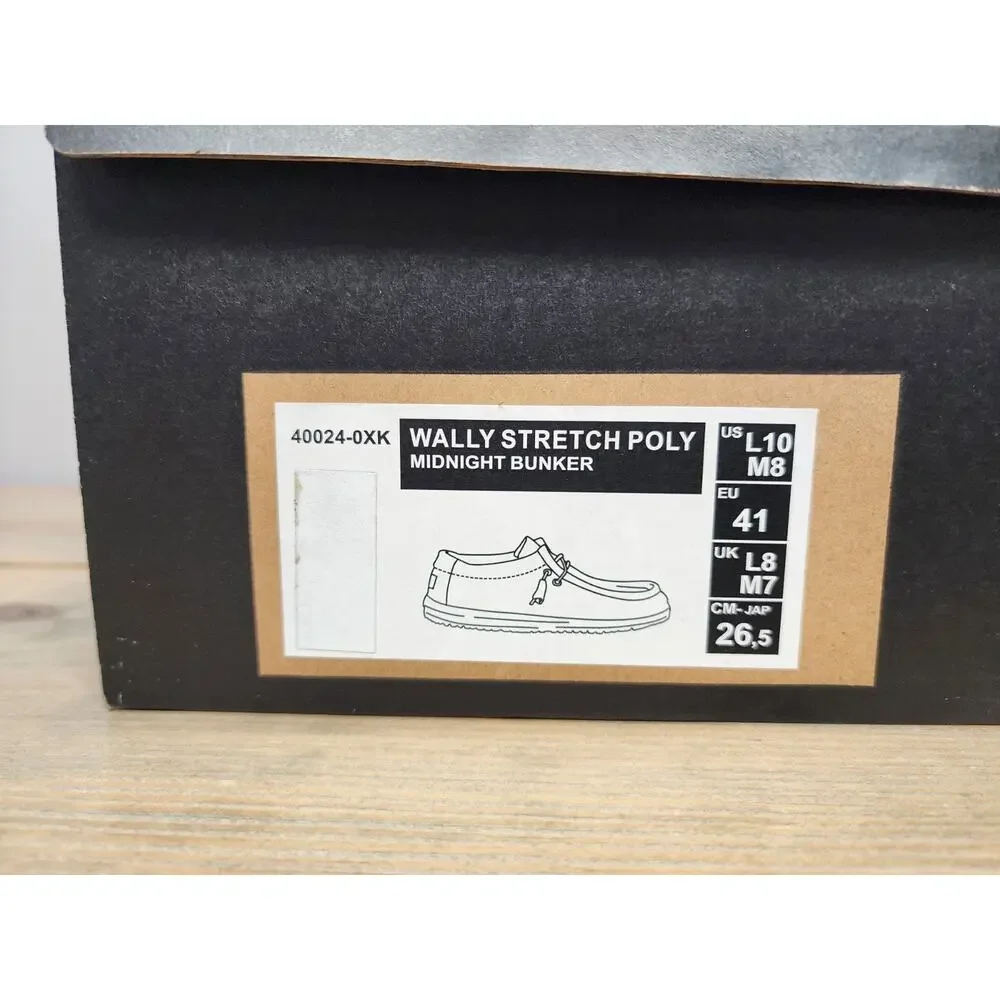 Hey Dude Mens Wally MIDNIGHT BUNKER Woven Loafer Carbone 40024-0XK Size 8